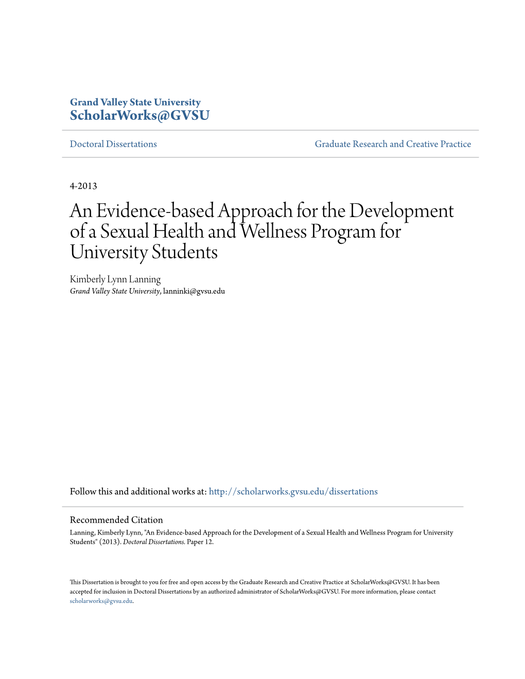 An Evidence-Based Approach for the Development of a Sexual Health