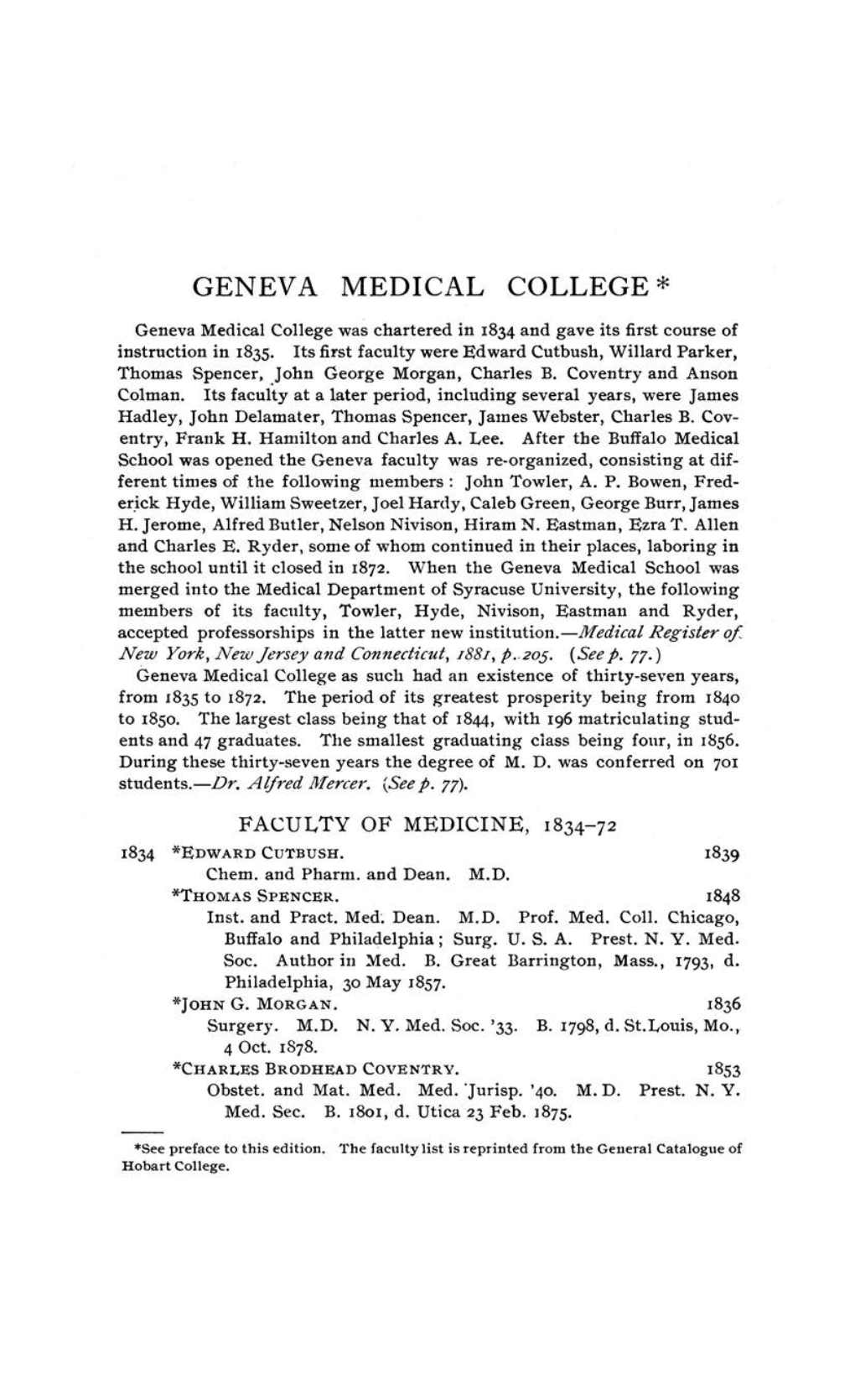 Geneva Medical College*
