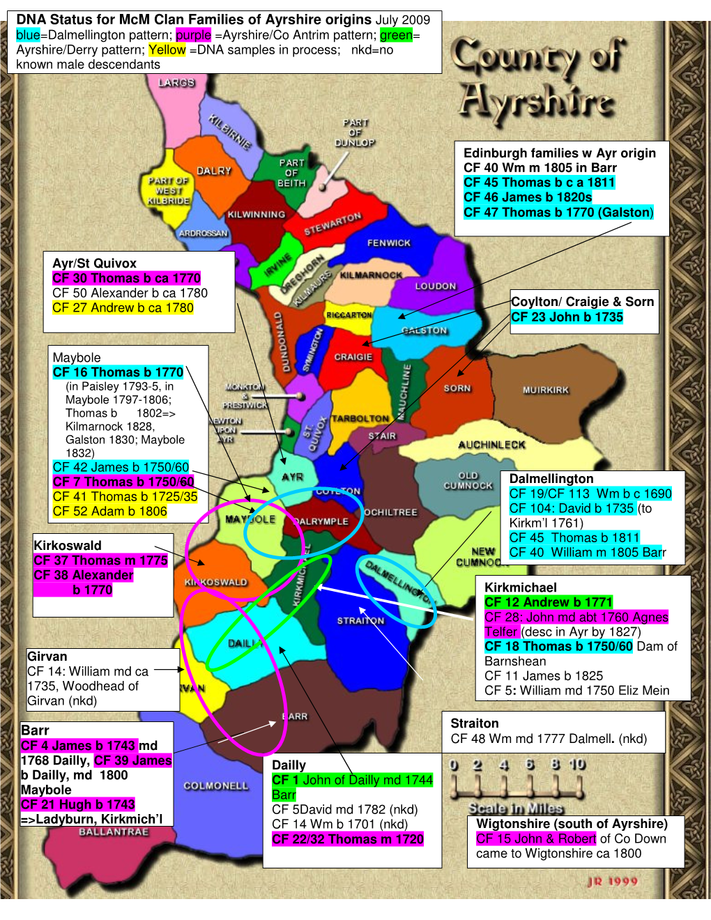 DNA Status for Mcm Clan Families of Ayrshire Origins July 2009 Barr