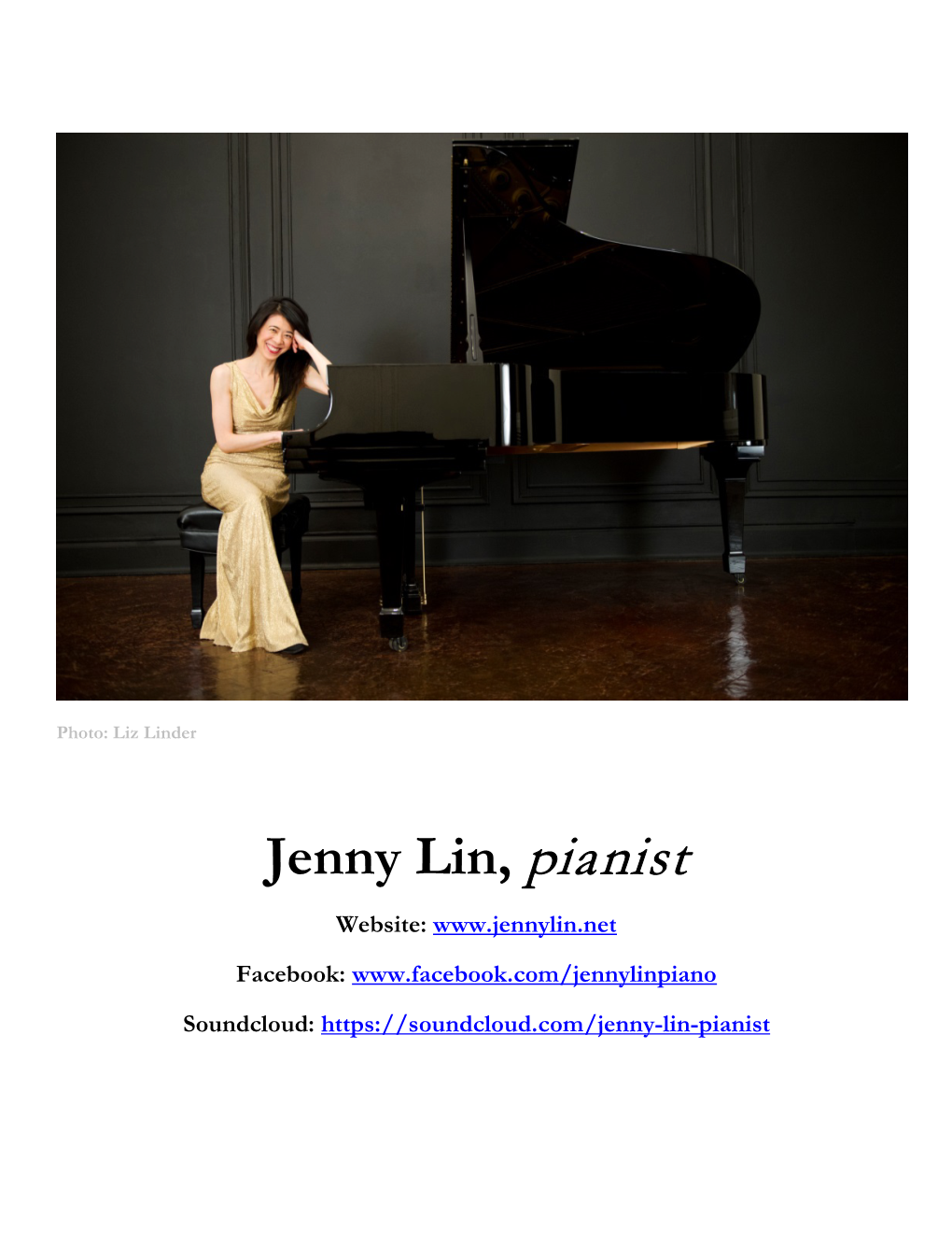 Jenny Lin, Pianist Website: Facebook