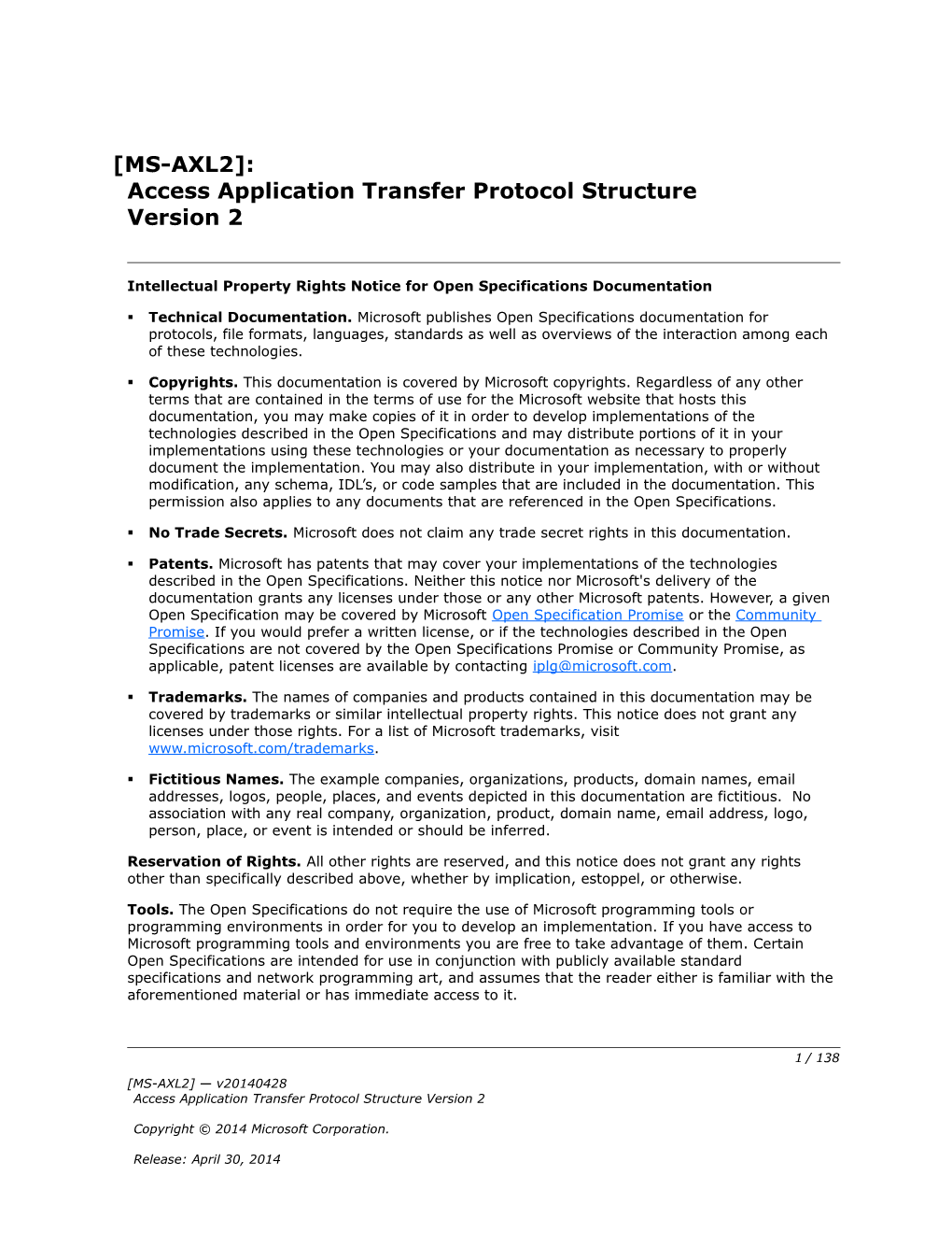 Intellectual Property Rights Notice for Open Specifications Documentation s82