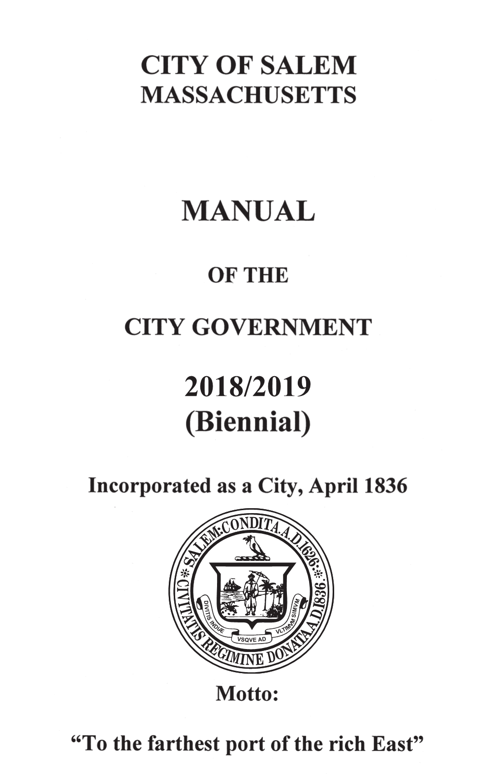 Manual of the City Government – 2018-2019