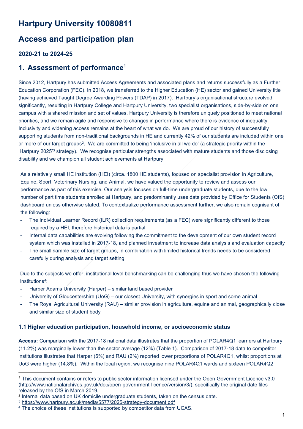 Hartpury University 10080811 Access and Participation Plan