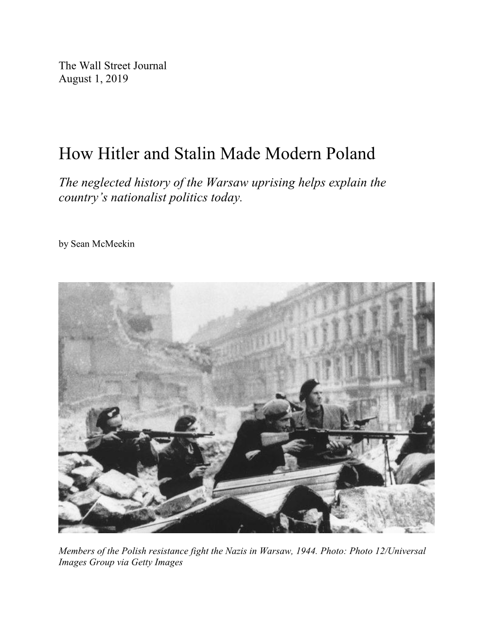 How Hitler and Stalin Made Modern Poland