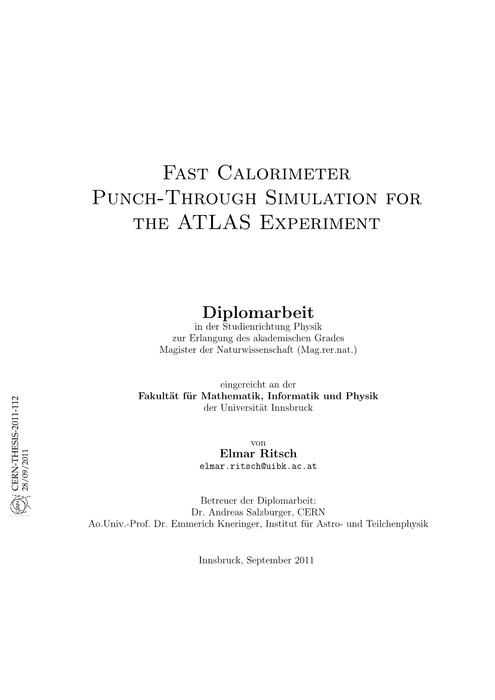 Fast Calorimeter Punch-Through Simulation for the ATLAS Experiment