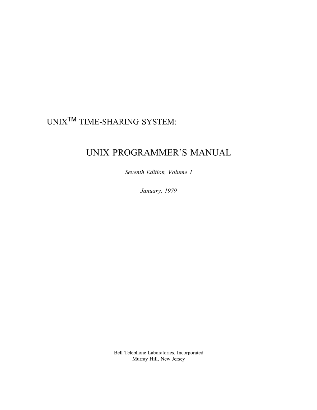 UNIX Version 7 Volume 1