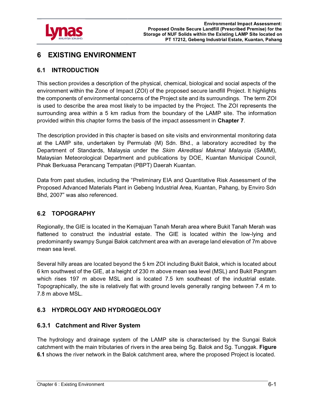 6 Existing Environment