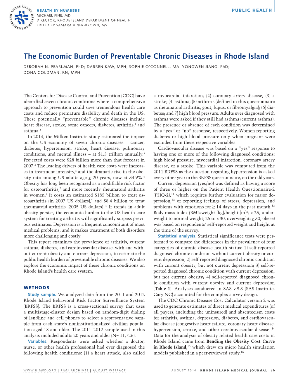 Health by Numbers the Economic Burden of Preventable Chronic