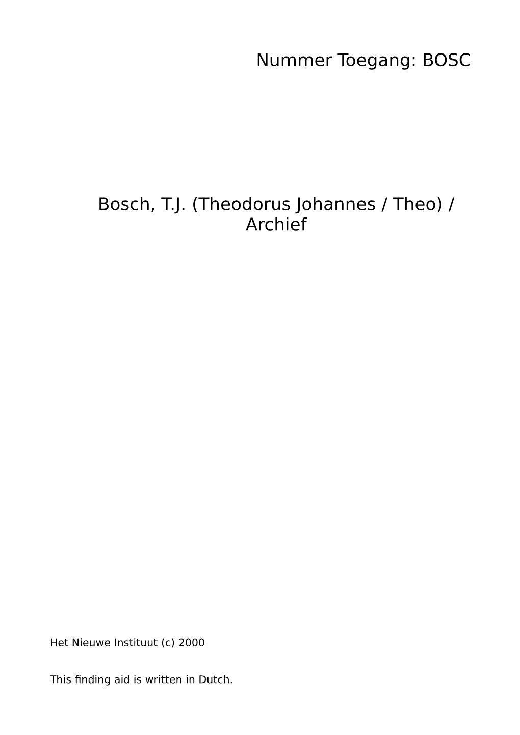 Bosch, TJ (Theodorus Johannes / Theo)