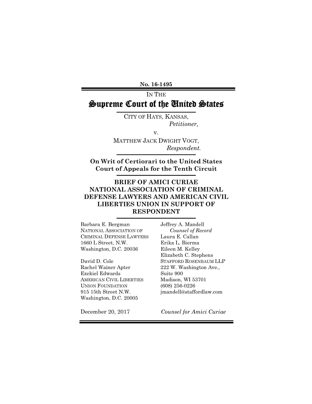 Brief of Amici Curiae National Association of Criminal Defense Lawyers and American Civil Liberties Union in Support of Respondent