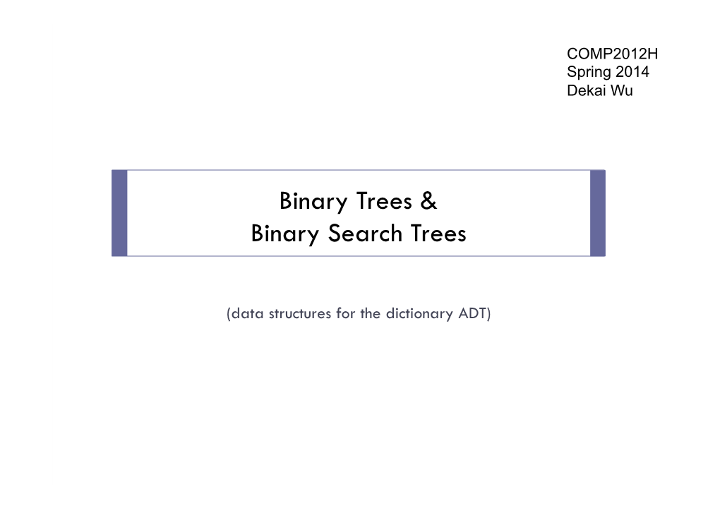 Trees: Binary Search Trees
