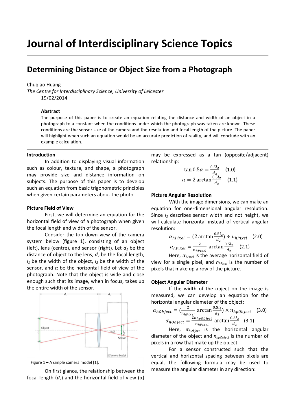 Journal of Interdisciplinary Science Topics Determining Distance Or