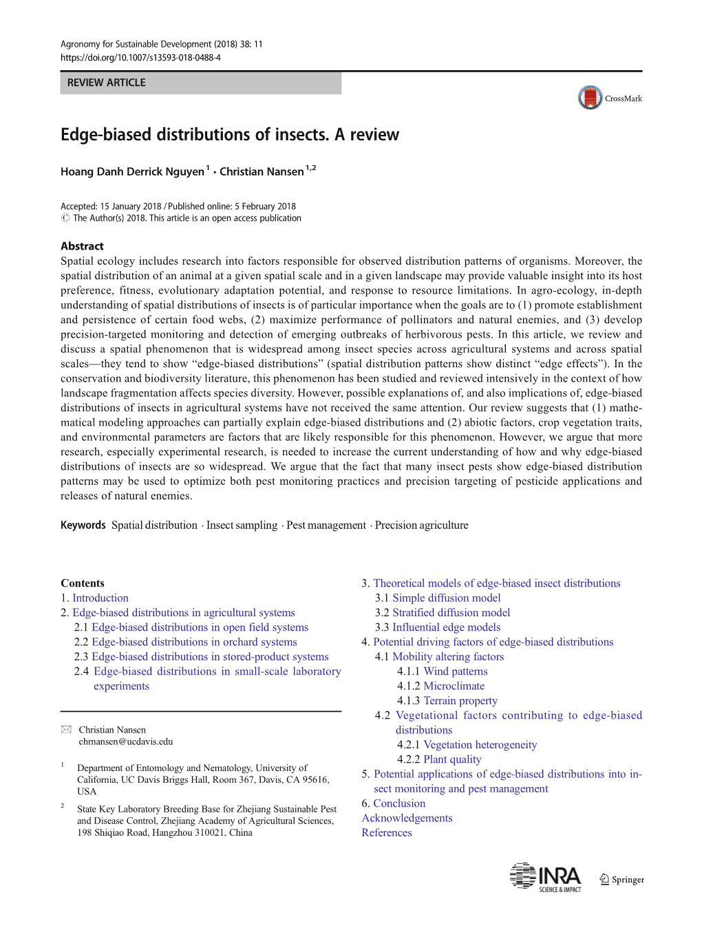 Edge-Biased Distributions of Insects. a Review