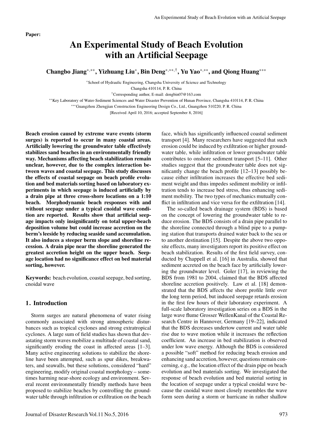 An Experimental Study of Beach Evolution with an Artificial Seepage