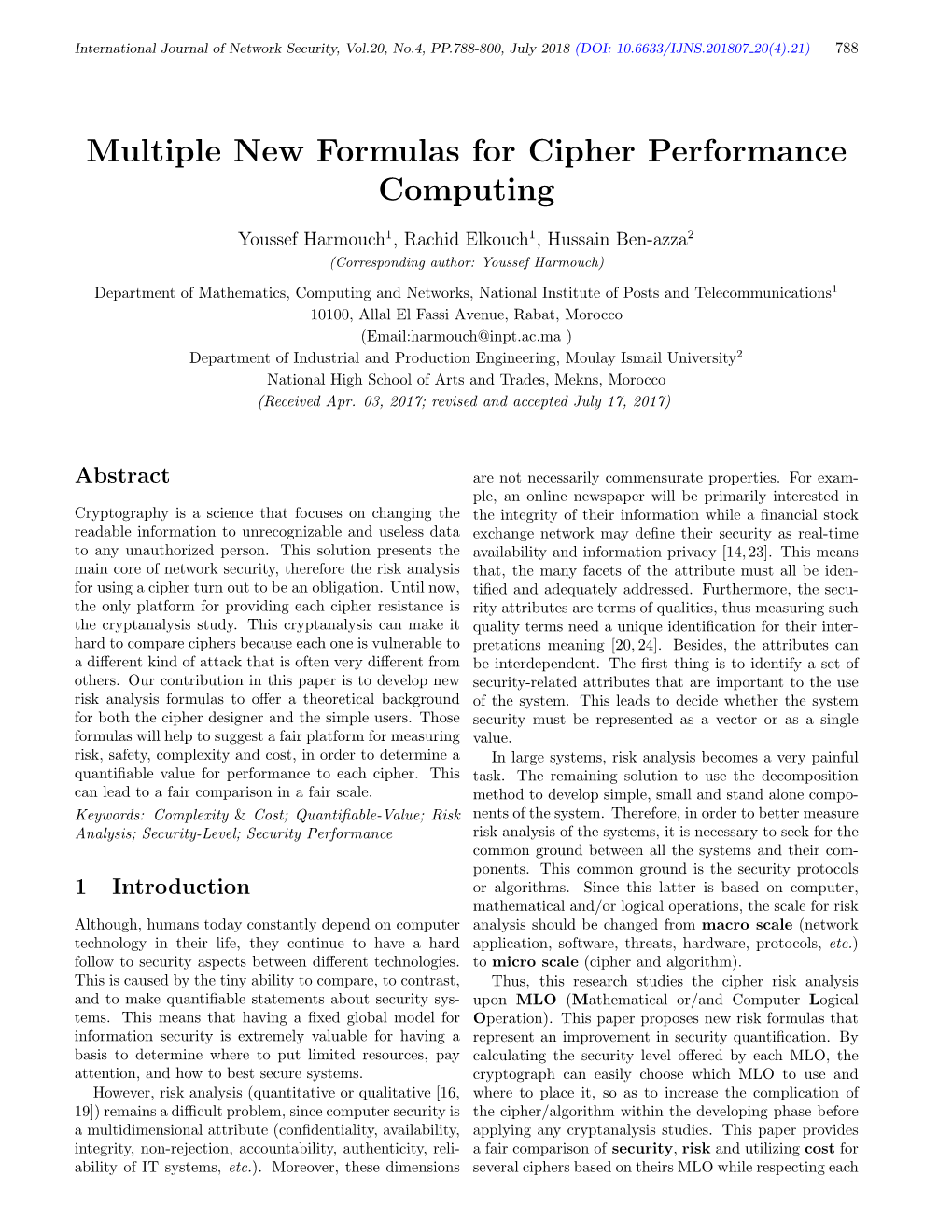 Multiple New Formulas for Cipher Performance Computing