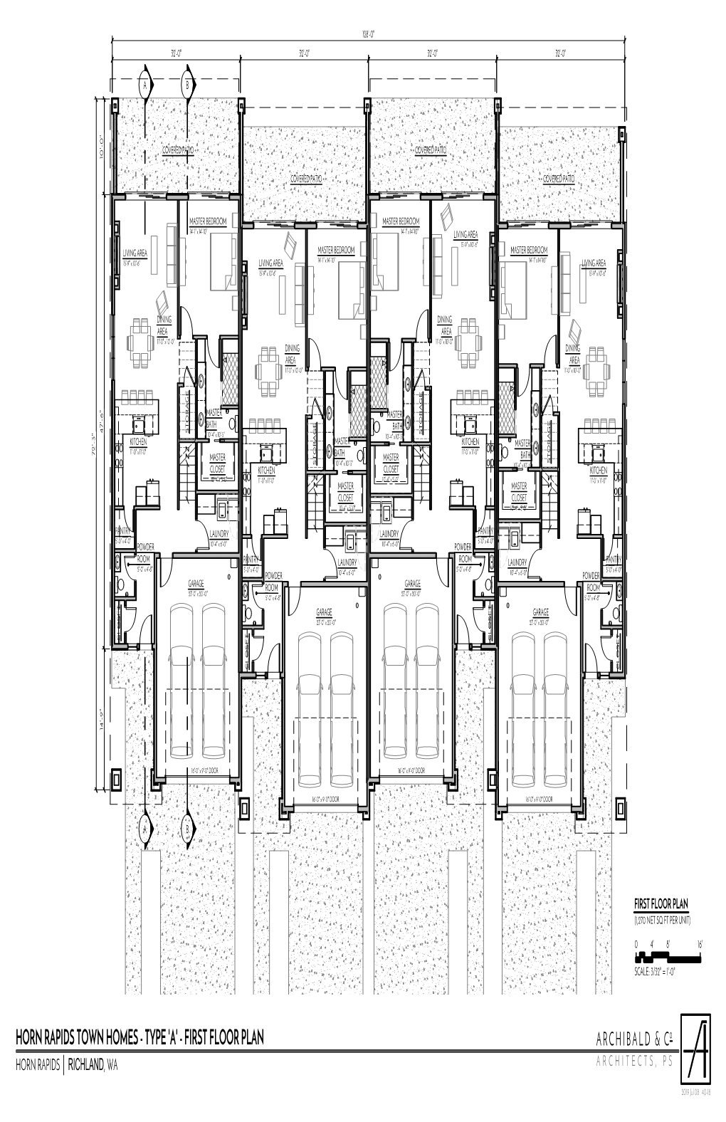 HORN RAPIDS TOWN HOMES - TYPE 'A' - FIRST FLOOR PLAN ARCHIBALD & Co HORN RAPIDS │ RICHLAND, WA ARCHITECTS, PS