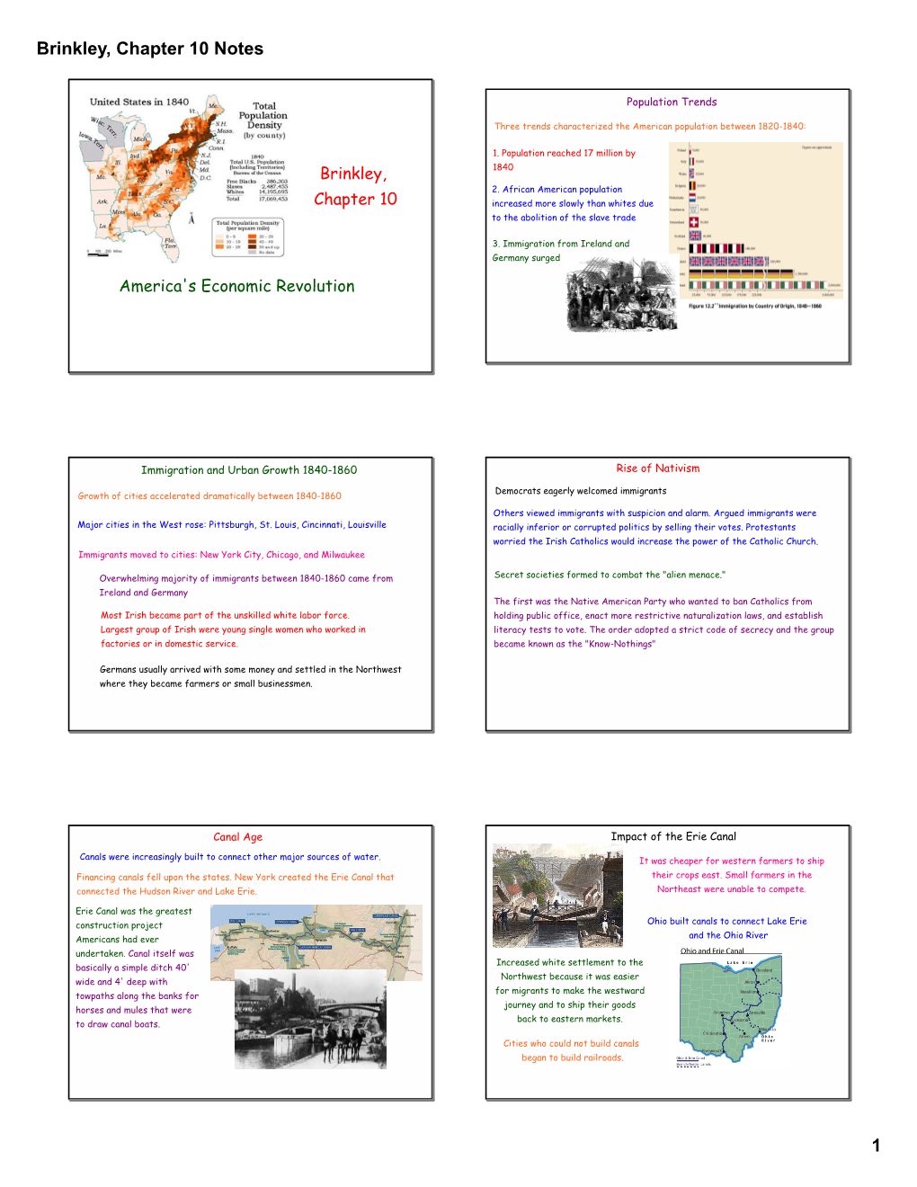 Brinkley, Chapter 10 Notes 1