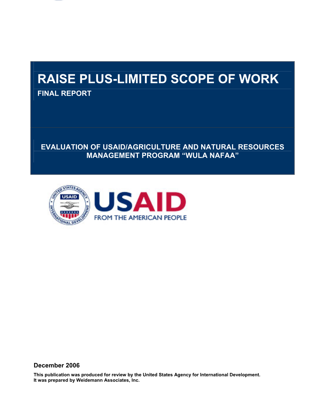 Raise Plus-Limited Scope of Work Final Report