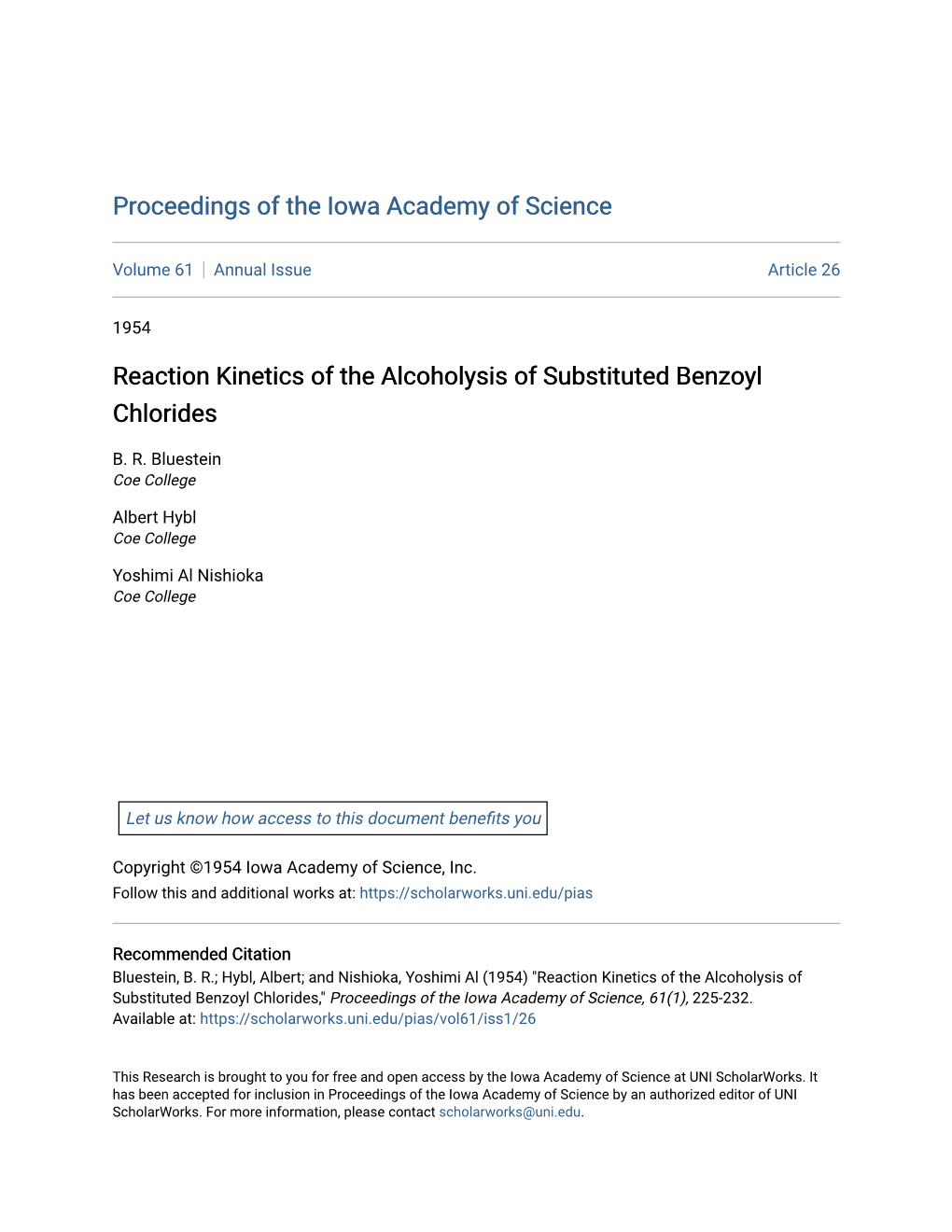 Reaction Kinetics of the Alcoholysis of Substituted Benzoyl Chlorides