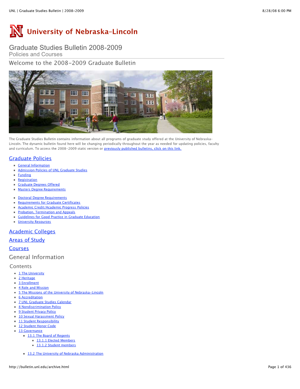 UNL | Graduate Studies Bulletin | 2008-2009 8/28/08 6:00 PM
