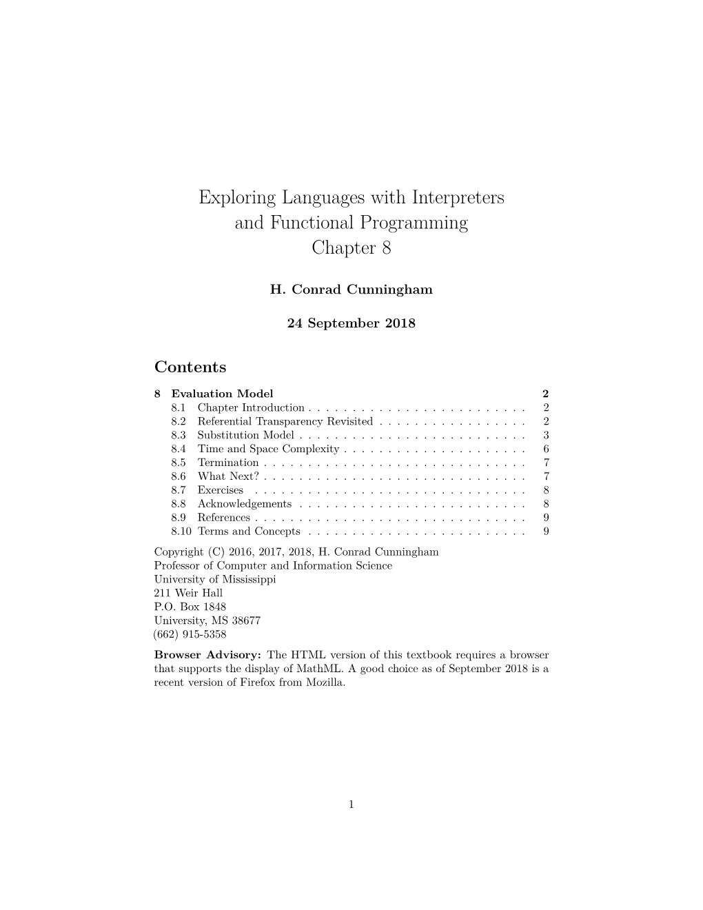 Exploring Languages with Interpreters and Functional Programming Chapter 8