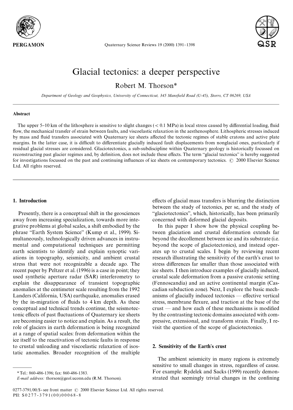 Glacial Tectonics: a Deeper Perspective Robert M