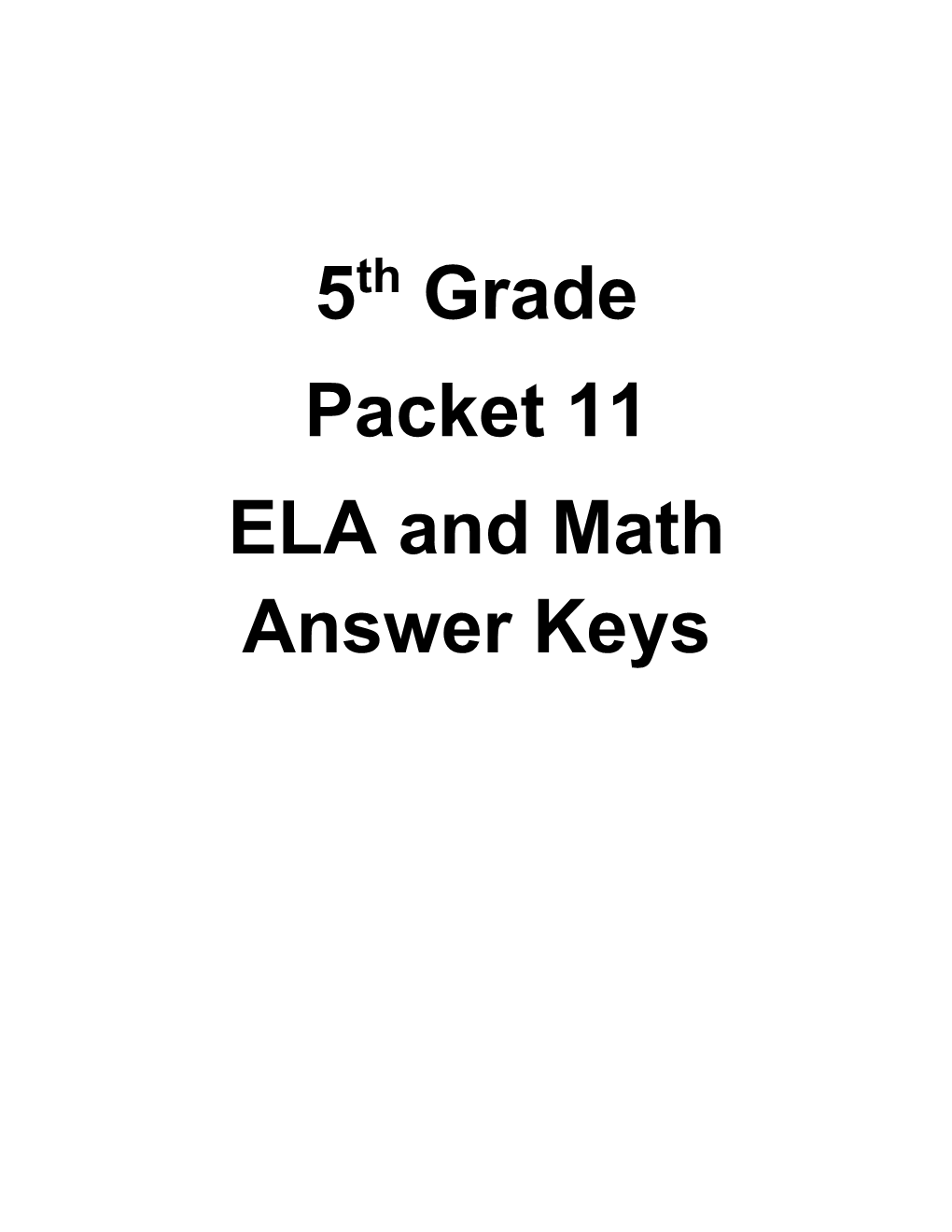 5 Grade Packet 11 ELA and Math Answer Keys