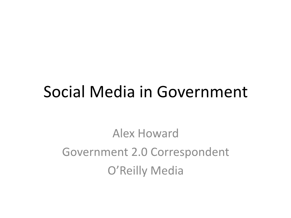 Social Media in Government