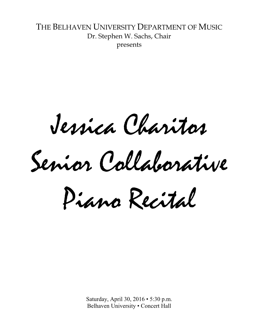 Jessica Charitos Senior Collaborative Piano Recital