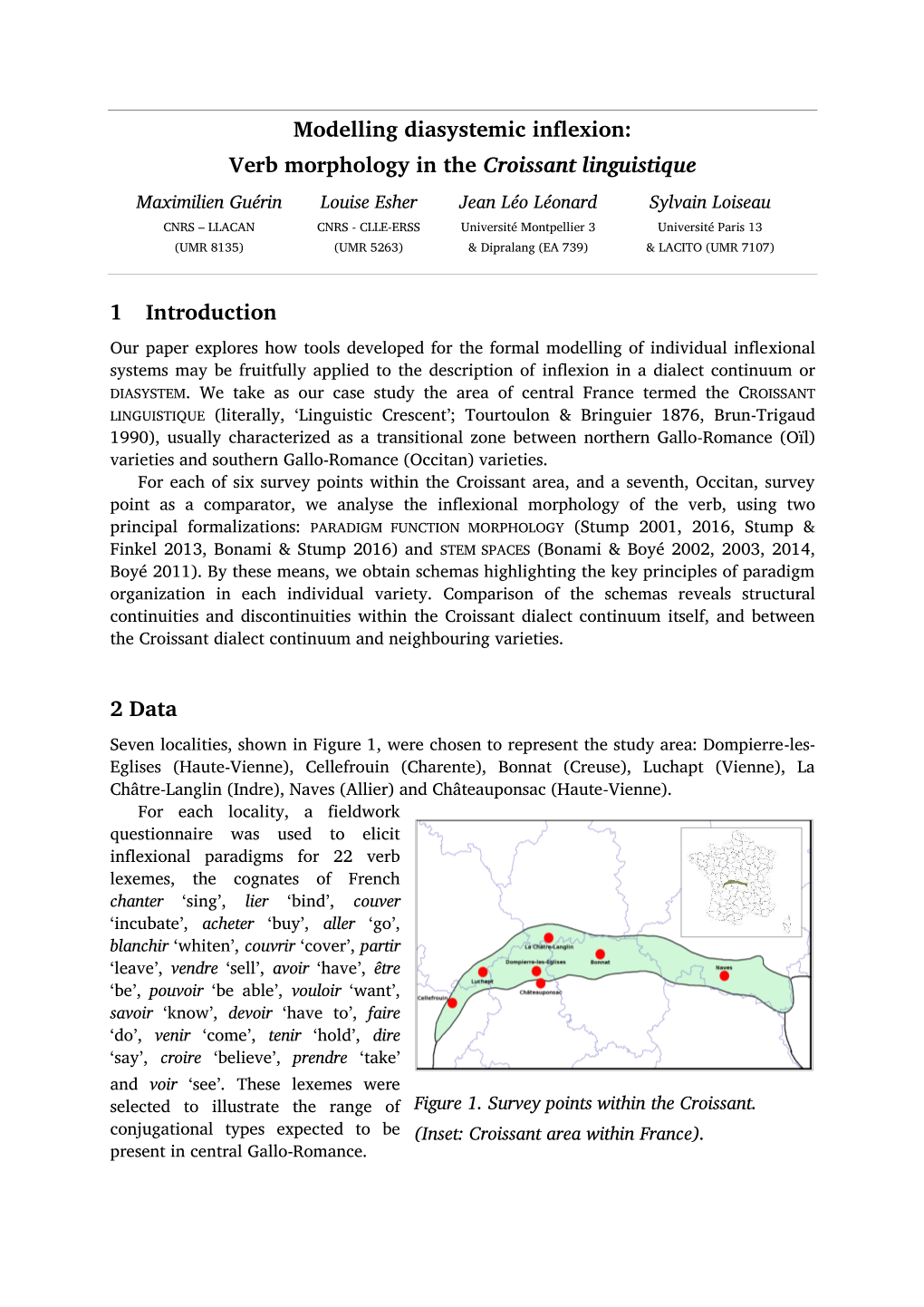 Modelling Diasystemic Inflexion: Verb Morphology in the Croissant