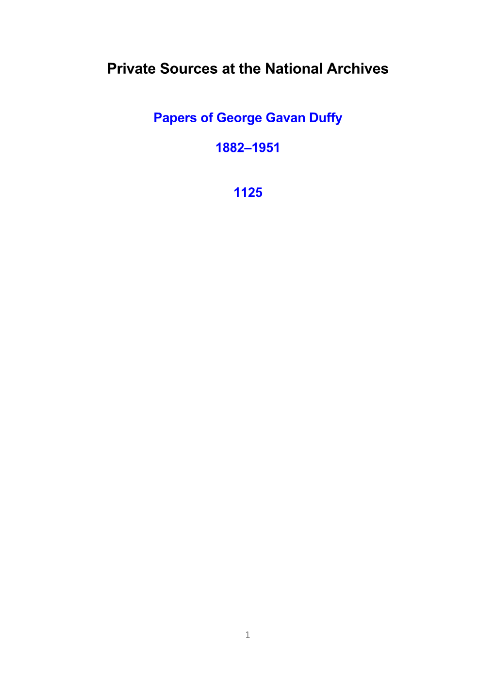 Papers of George Gavan Duffy