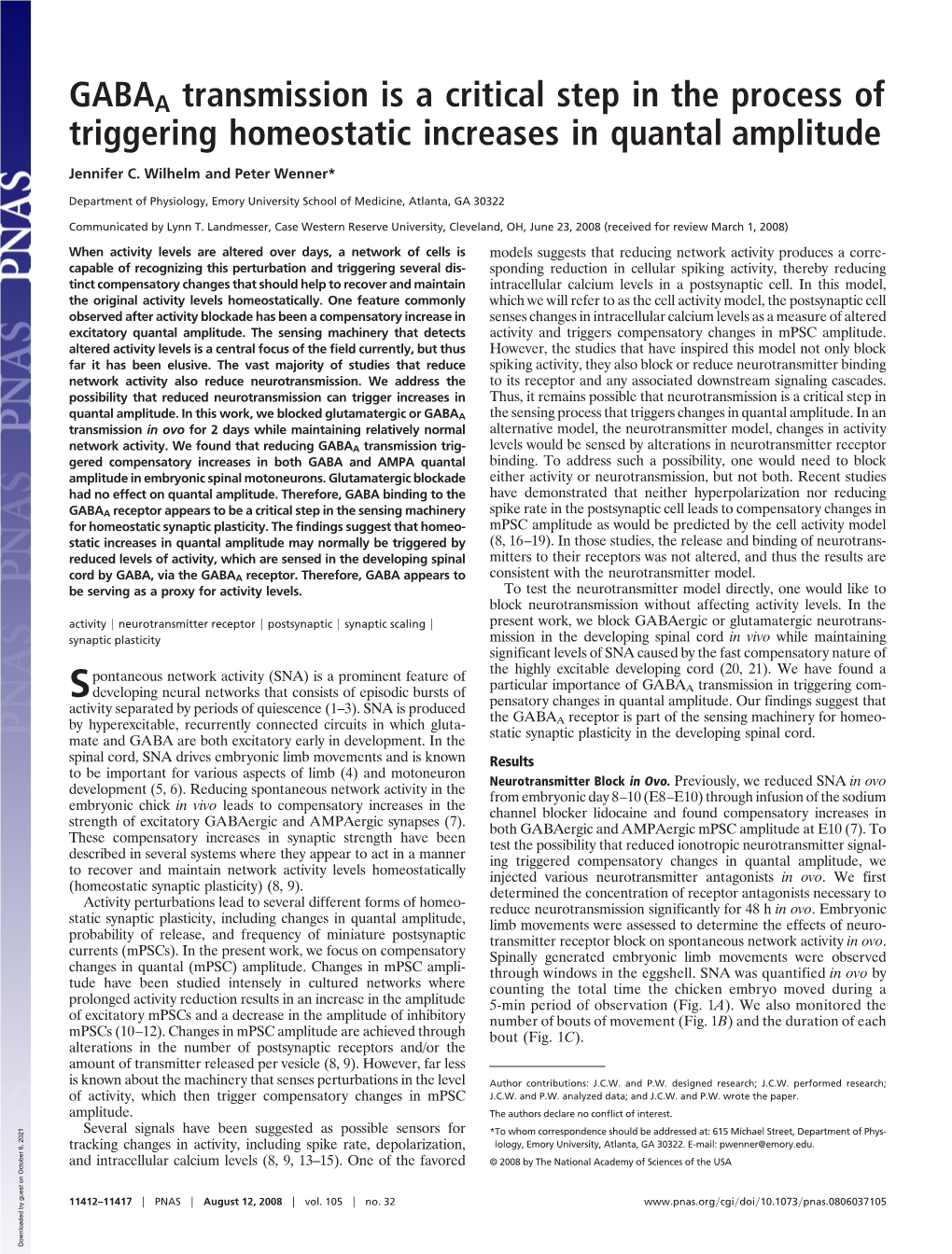 GABAA Transmission Is a Critical Step in the Process of Triggering Homeostatic Increases in Quantal Amplitude