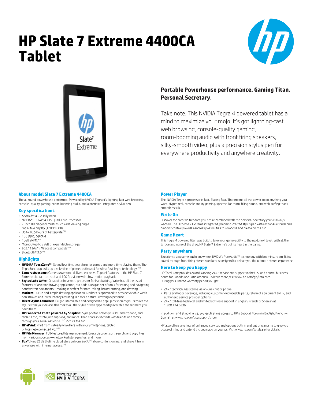 HP Pavilion Data Sheet