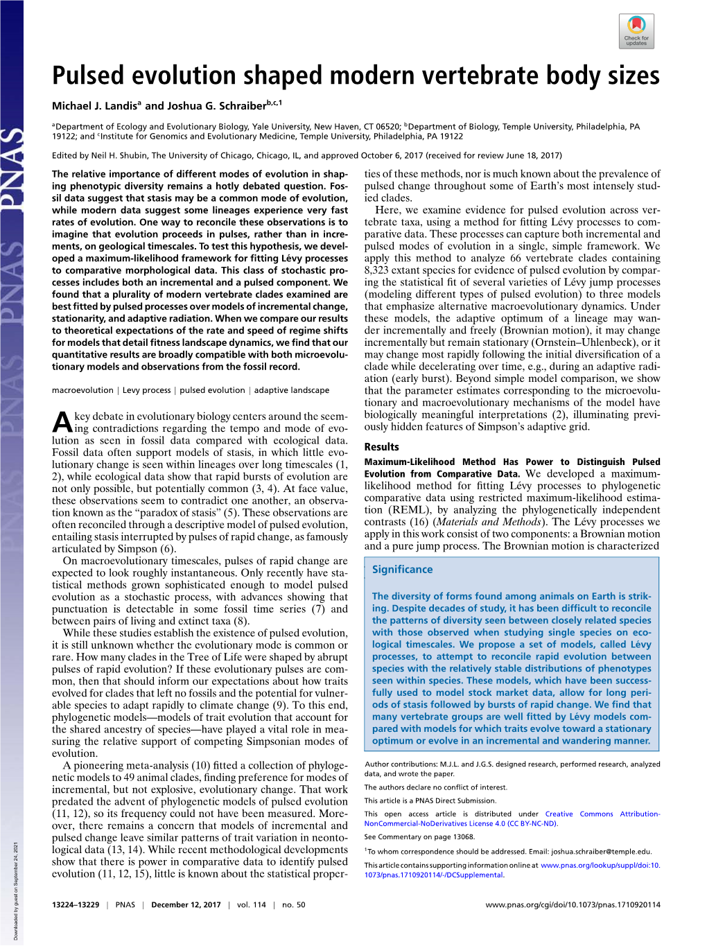 Pulsed Evolution Shaped Modern Vertebrate Body Sizes