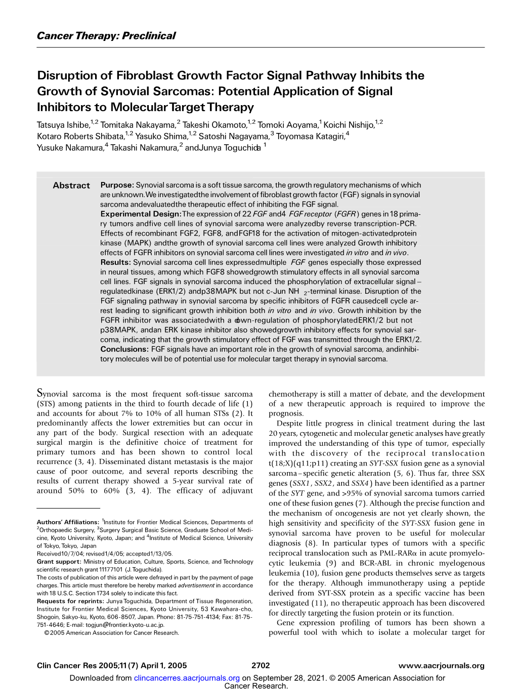 Disruption of Fibroblast Growth Factor Signal