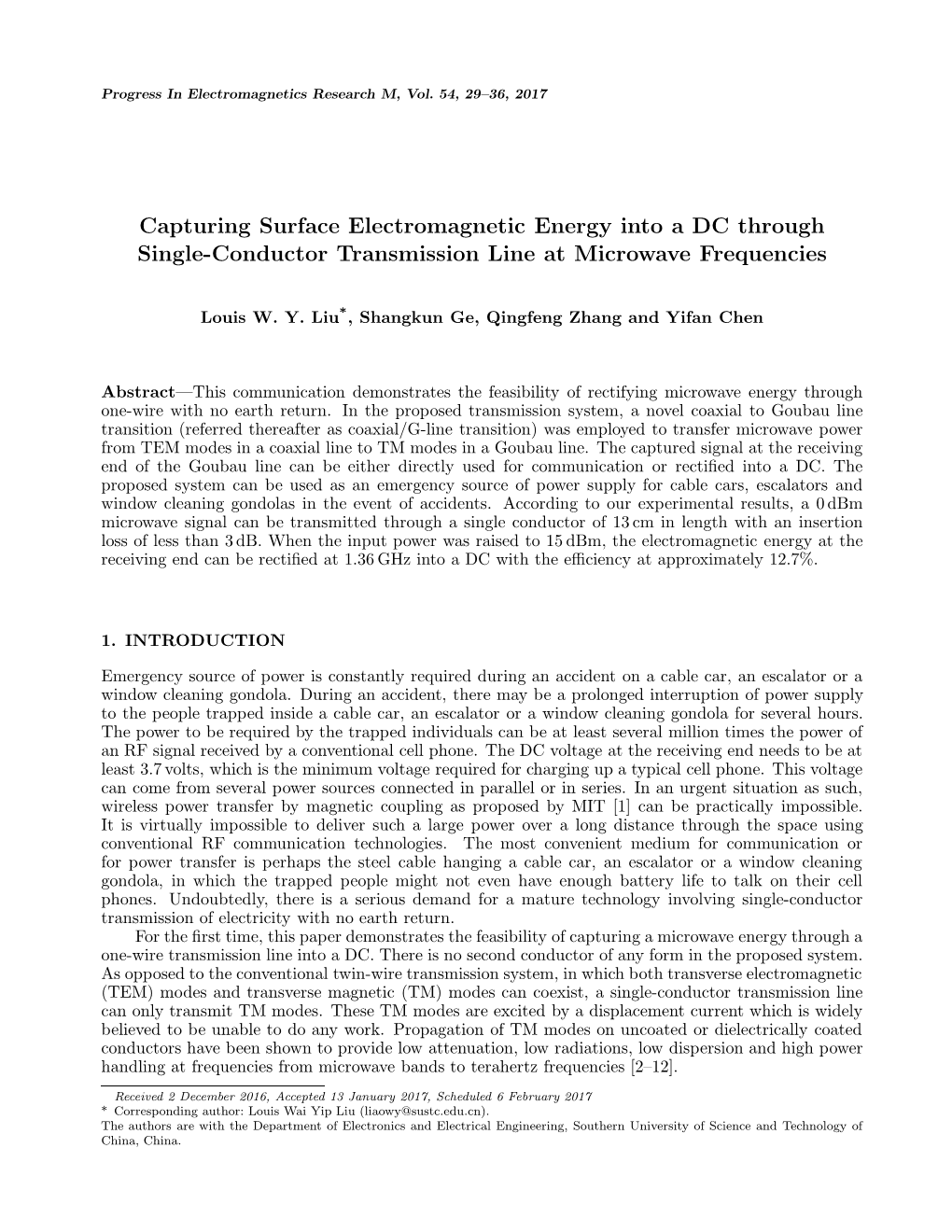 Capturing Surface Electromagnetic Energy Into a DC Through Single-Conductor Transmission Line at Microwave Frequencies