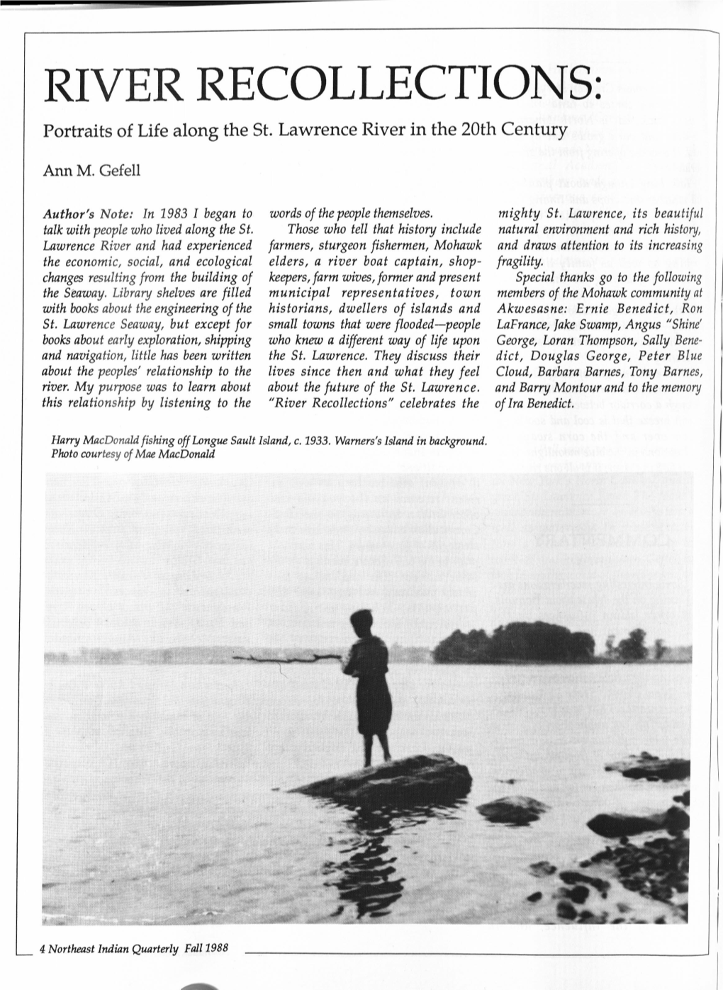 Anne's Article About Life on the St. Lawrence River