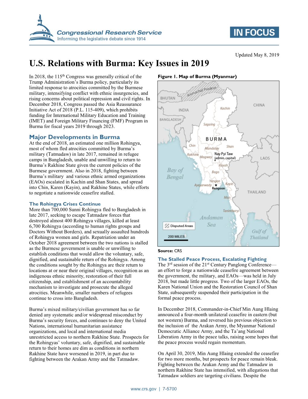 U.S. Relations with Burma: Key Issues in 2019