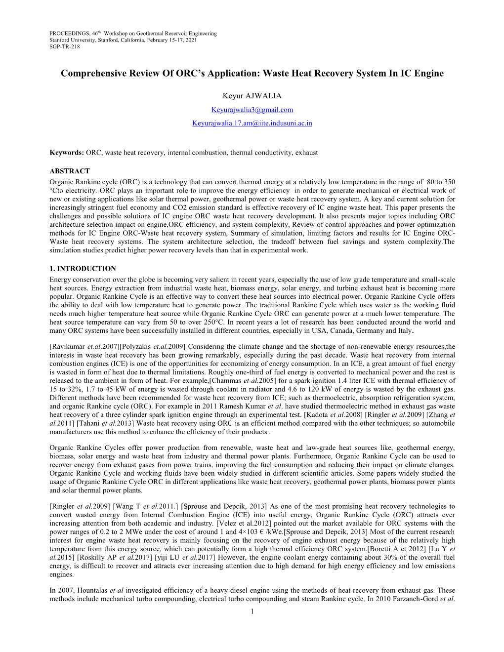 Waste Heat Recovery System in IC Engine