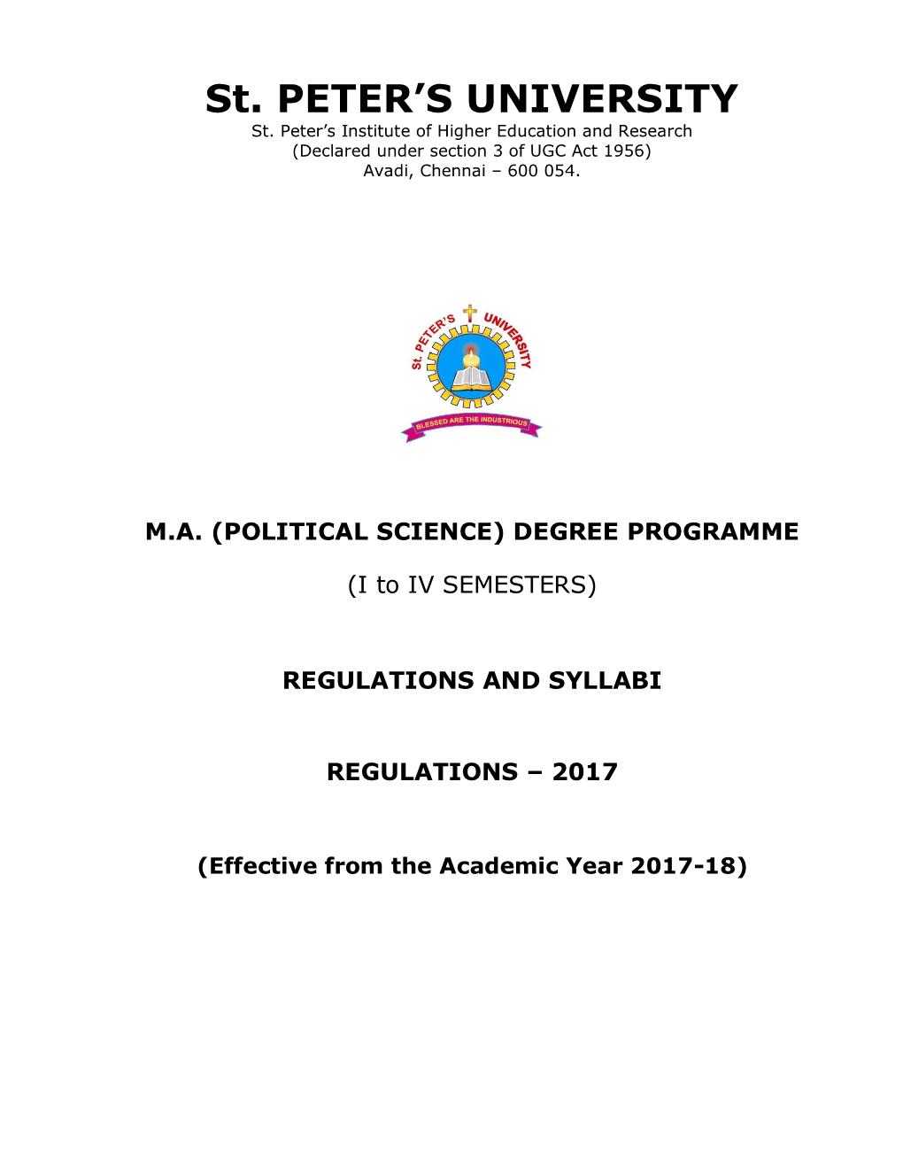 Political Science) Degree Programme