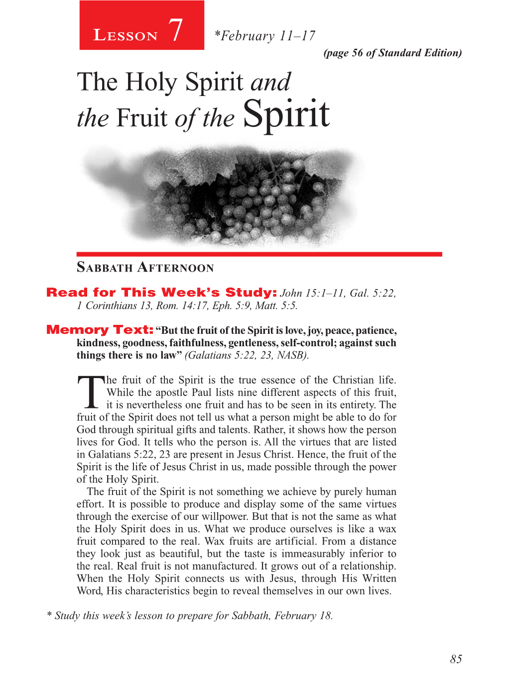 The Holy Spirit and the Fruit of the Spirit