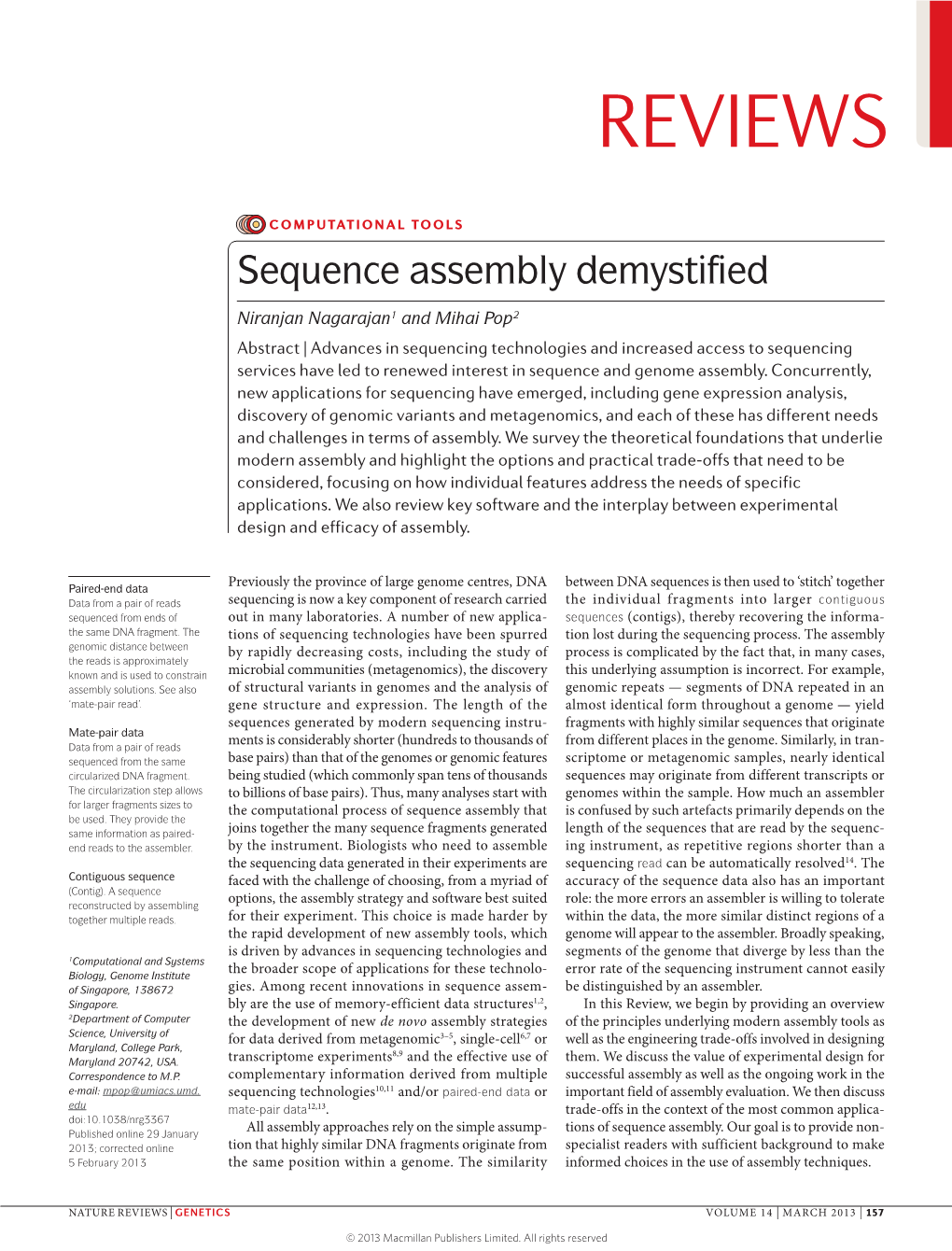 Sequence Assembly Demystified