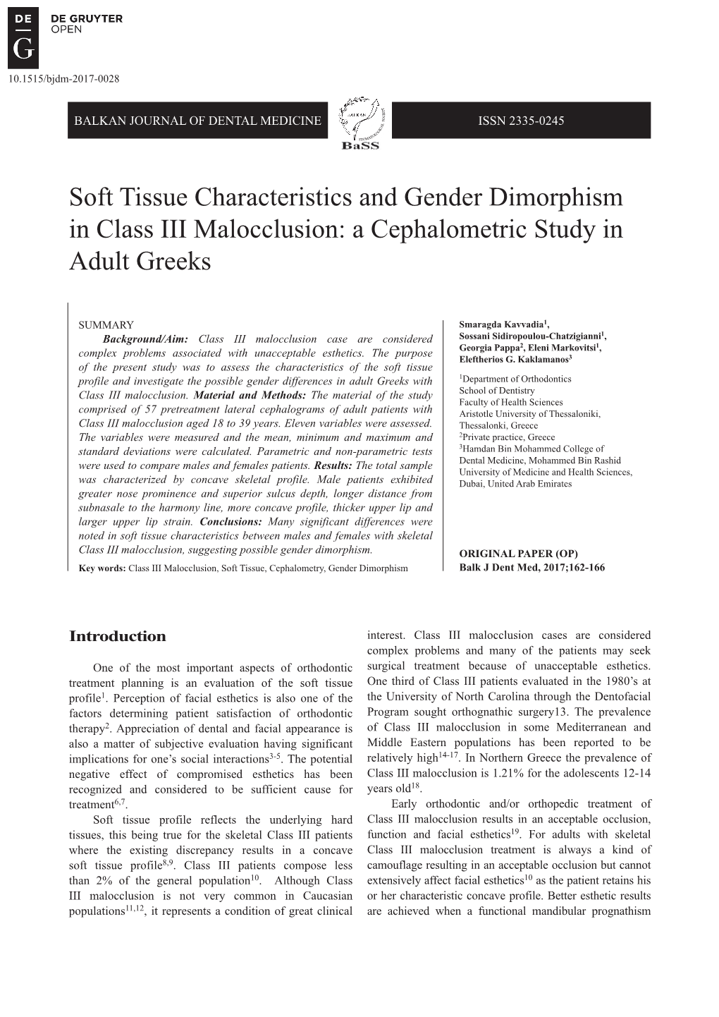 Soft Tissue Characteristics and Gender Dimorphism in Class III Malocclusion: a Cephalometric Study in Adult Greeks