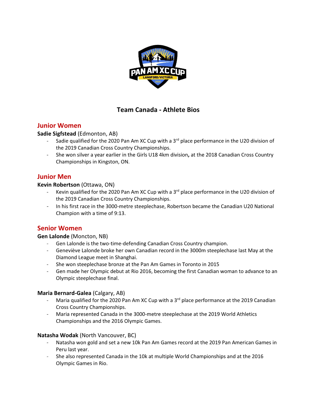 Team Canada - Athlete Bios