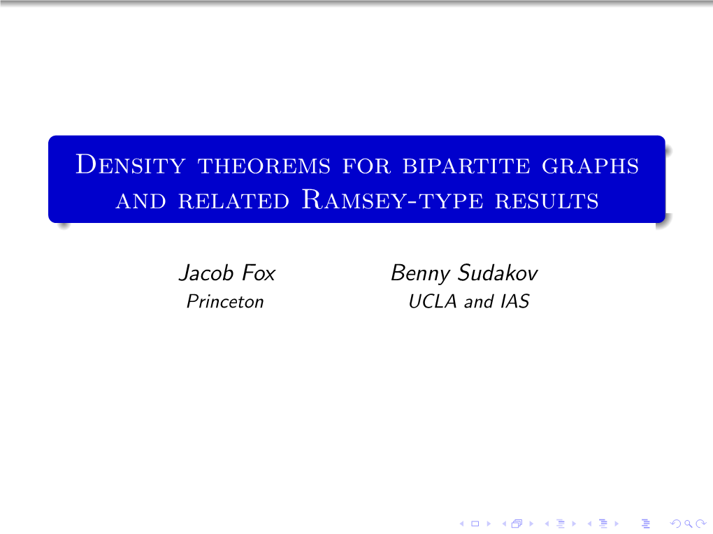 Density Theorems for Bipartite Graphs and Related Ramsey-Type Results