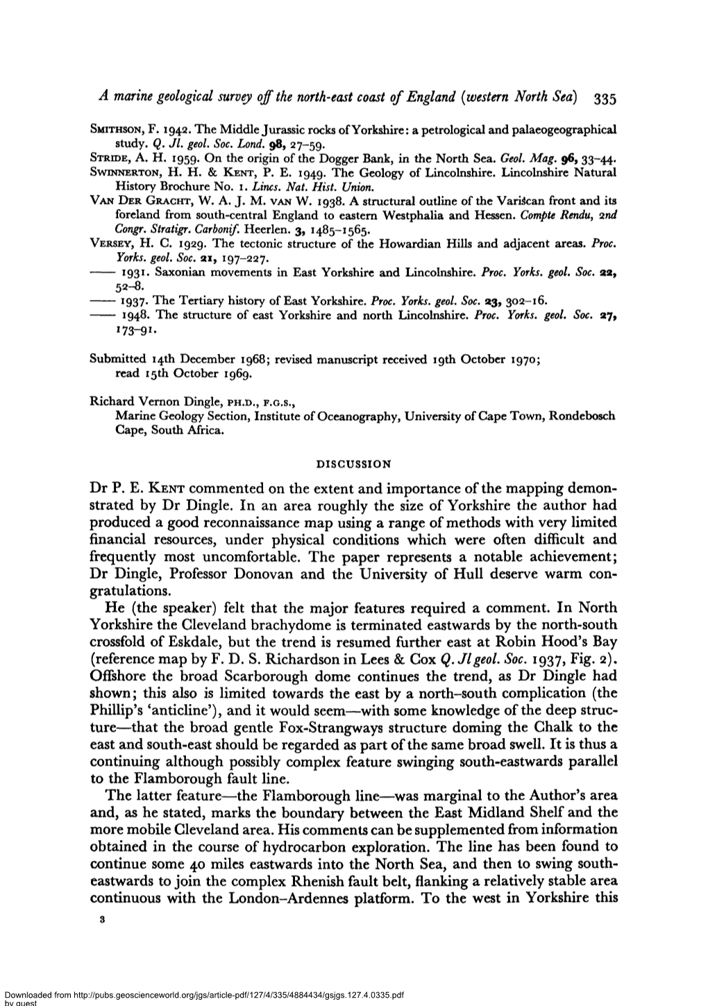 A Marine Geological Survey Off the North-East Coast of England (Western North Sea) 335