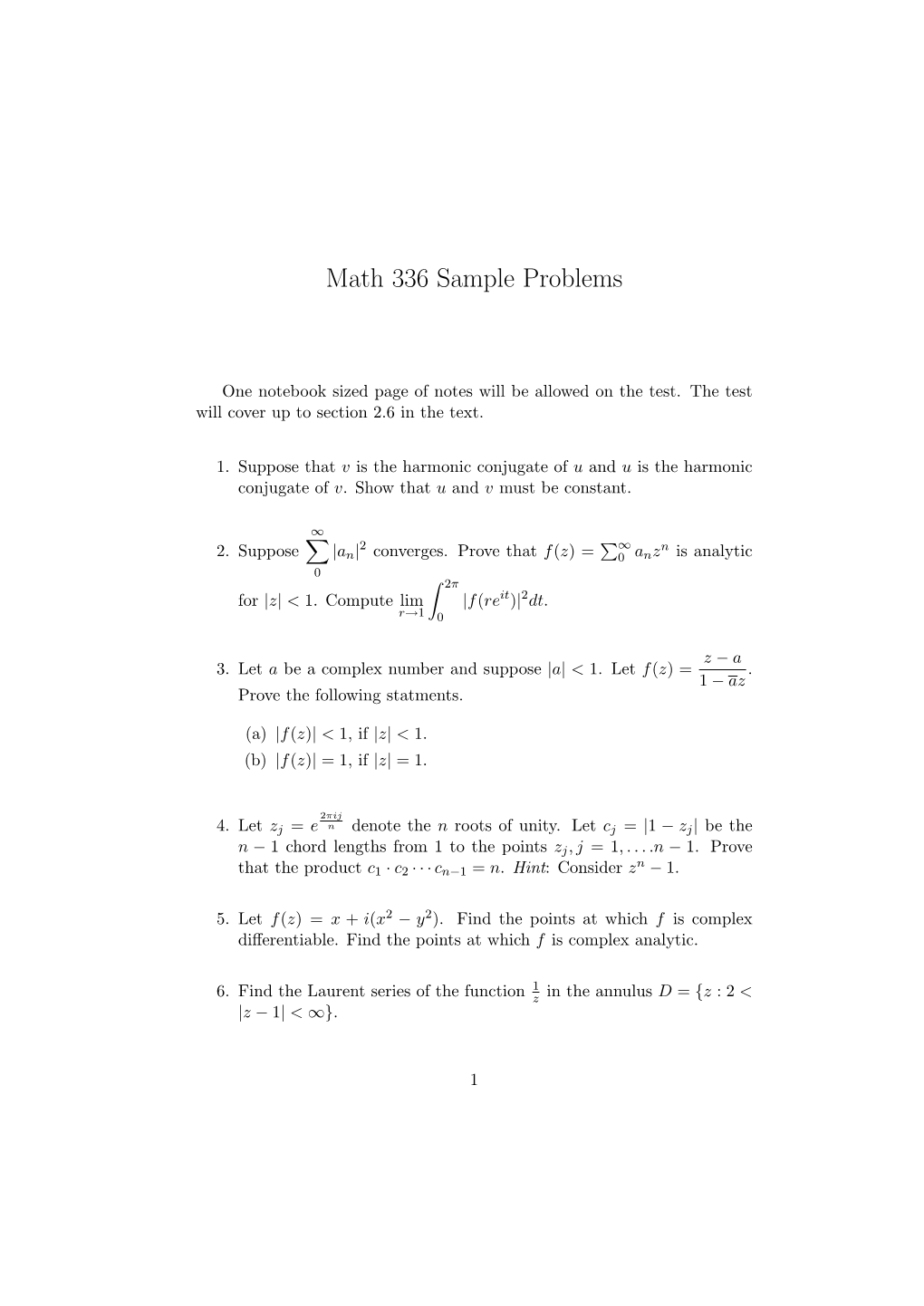 Math 336 Sample Problems