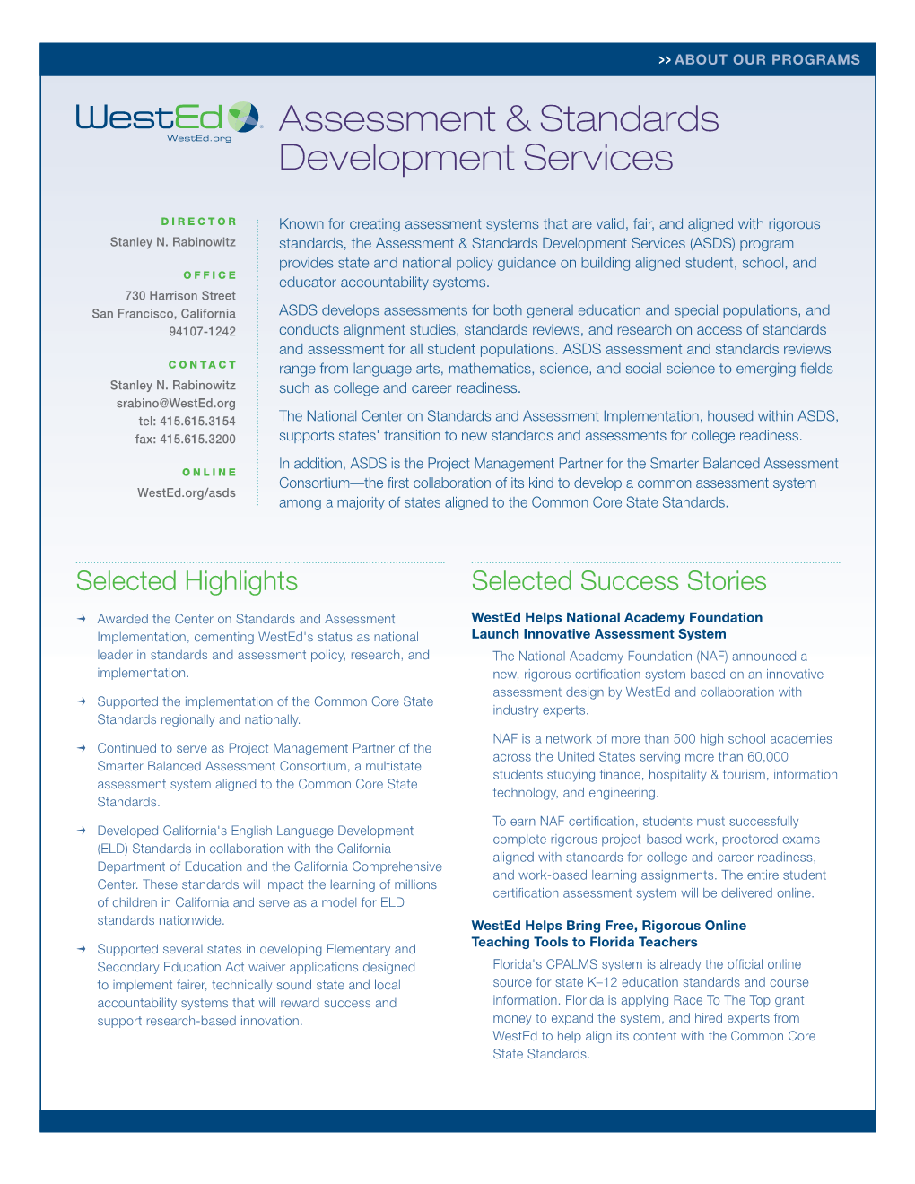 Assessment & Standards Development Services