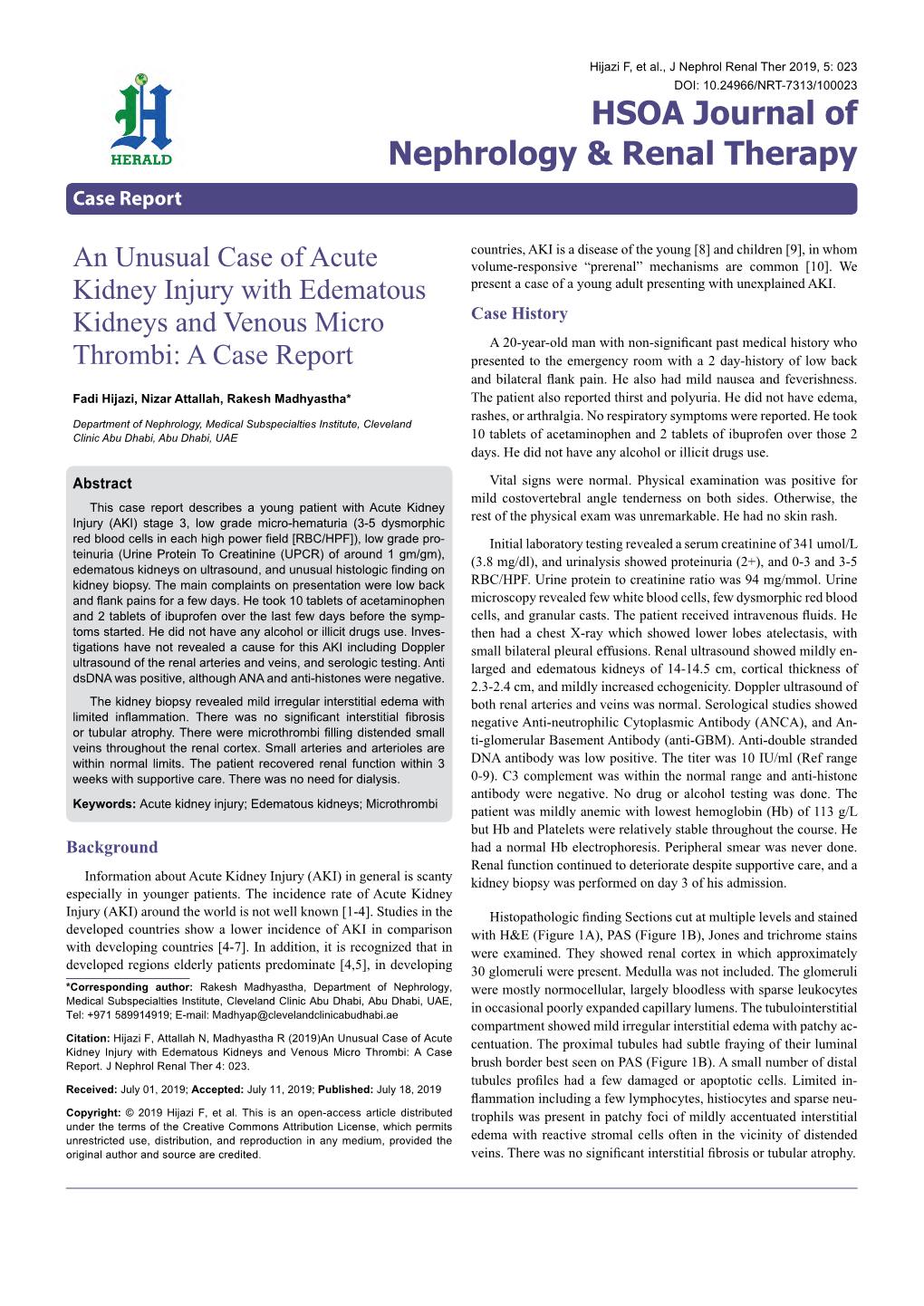 An Unusual Case of Acute Kidney Injury with Edematous Kidneys and Venous Micro Thrombi: a Case Report