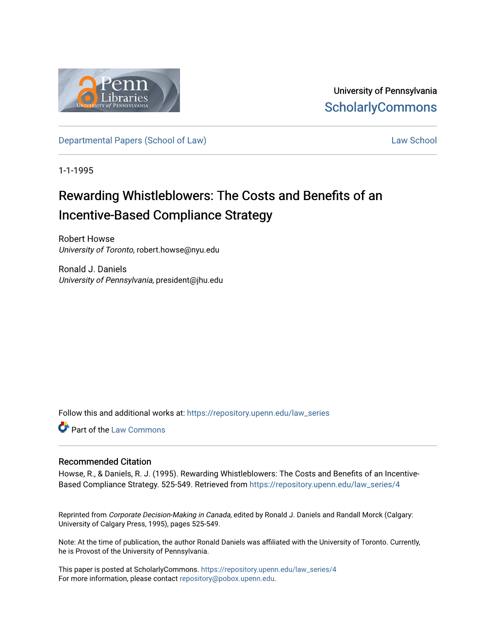 Rewarding Whistleblowers: the Costs and Benefits of an Incentive-Based Compliance Strategy